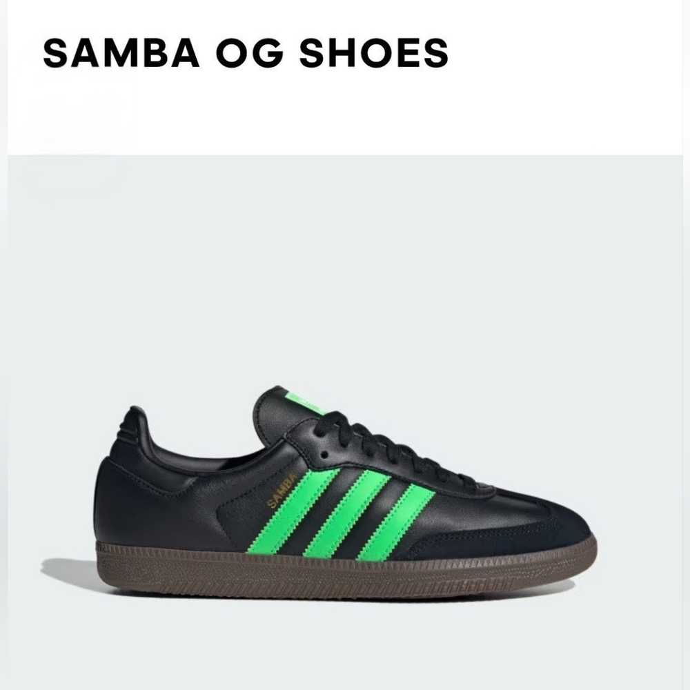 Adidas Samba OG Black with Green Stripes Men's Sneakers